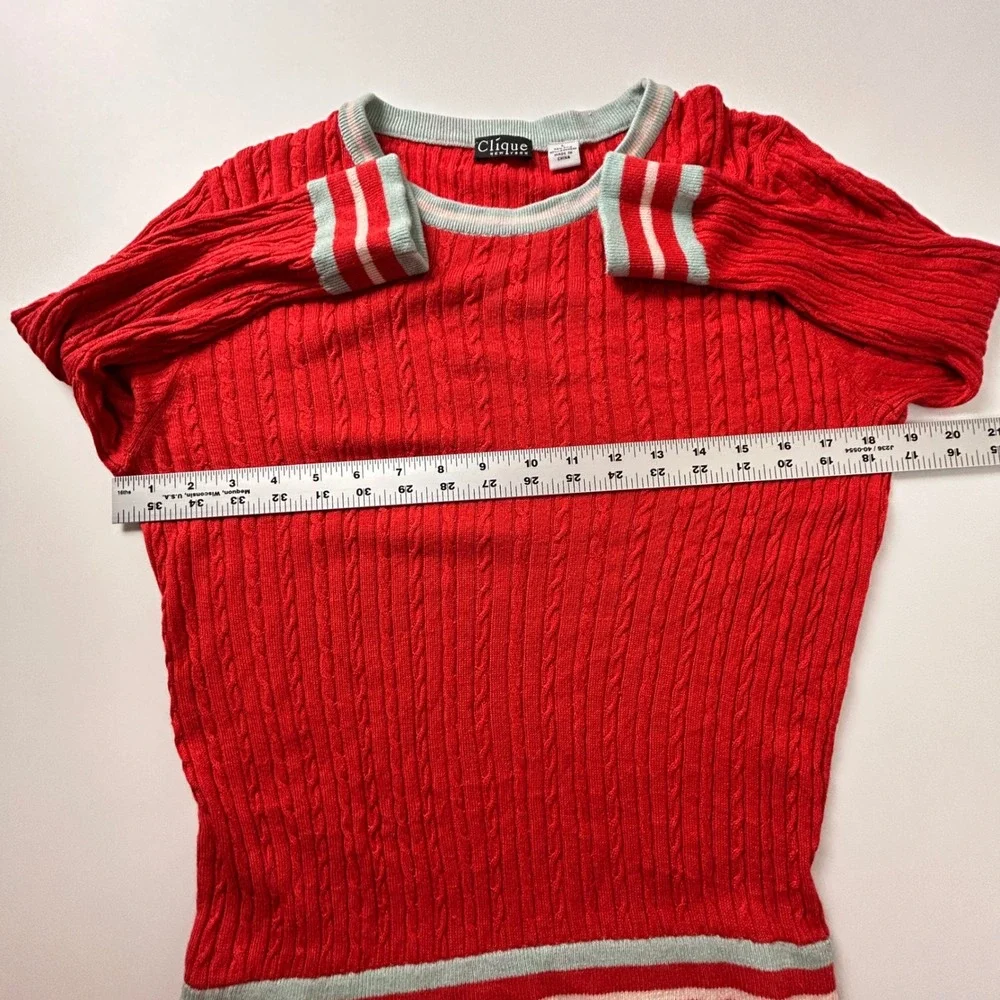 Silk Cashmere Sweater Womens Large Red Lightweight Cable‎ Knit Clique NY